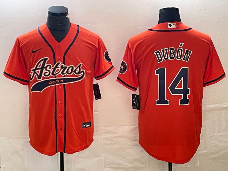 Men Houston Astros #14 Dubon Orange Nike Co Branding Game MLB Jersey style 1